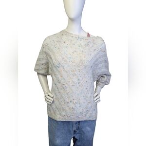Handknit Vintage Speckled Pastel Wide Sleeve Women's Sweater, Size M/L